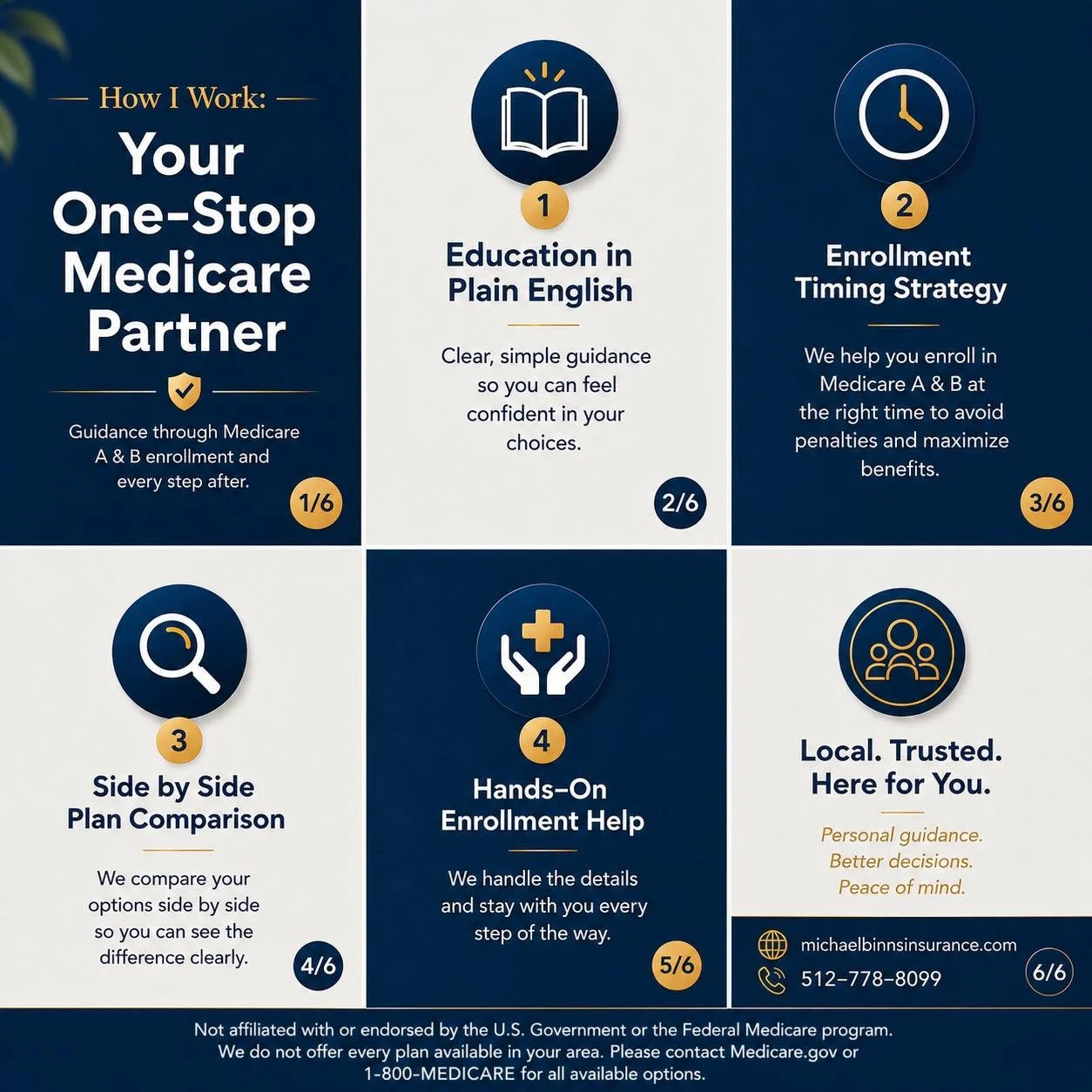 ⚕️Medicare can feel overwhelming, but you do not have to figure it out alone.

⭐️ I provide clear, step-by-step guidance through Medicare Parts A &amp; B, enrollment timing, side-by-side plan comparisons, and hands-on enrollment support so you can ma