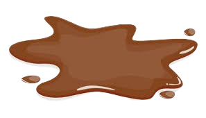An irregularly shaped coffee spill on a surface.