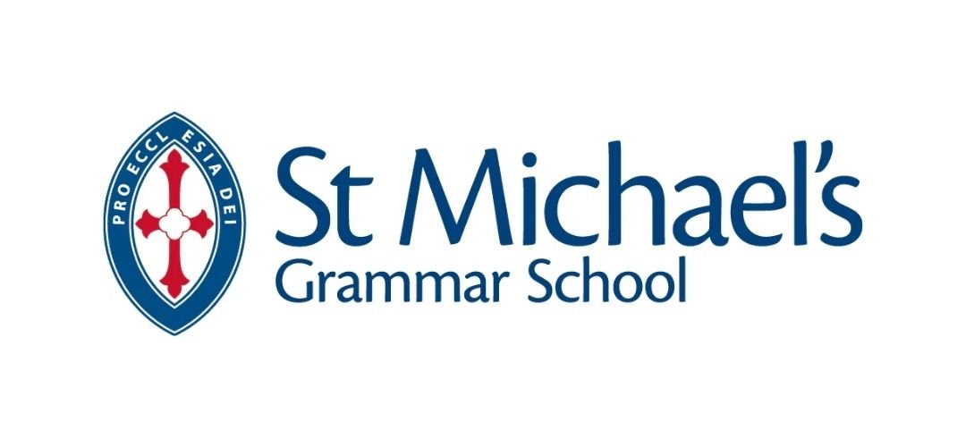 Logo for St Michael's Grammar School with a shield emblem and the school name.