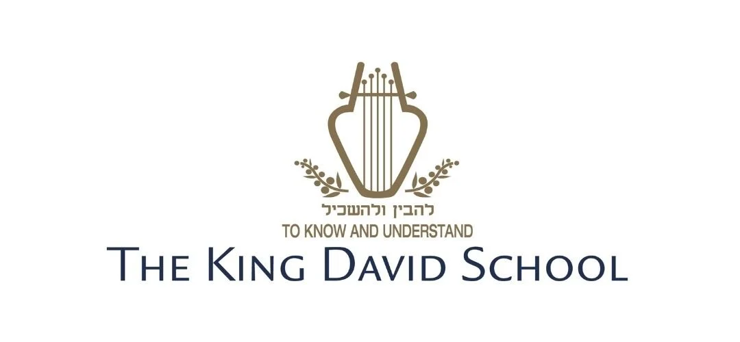 Logo for The King David School featuring a stylized lyre with olive branches.