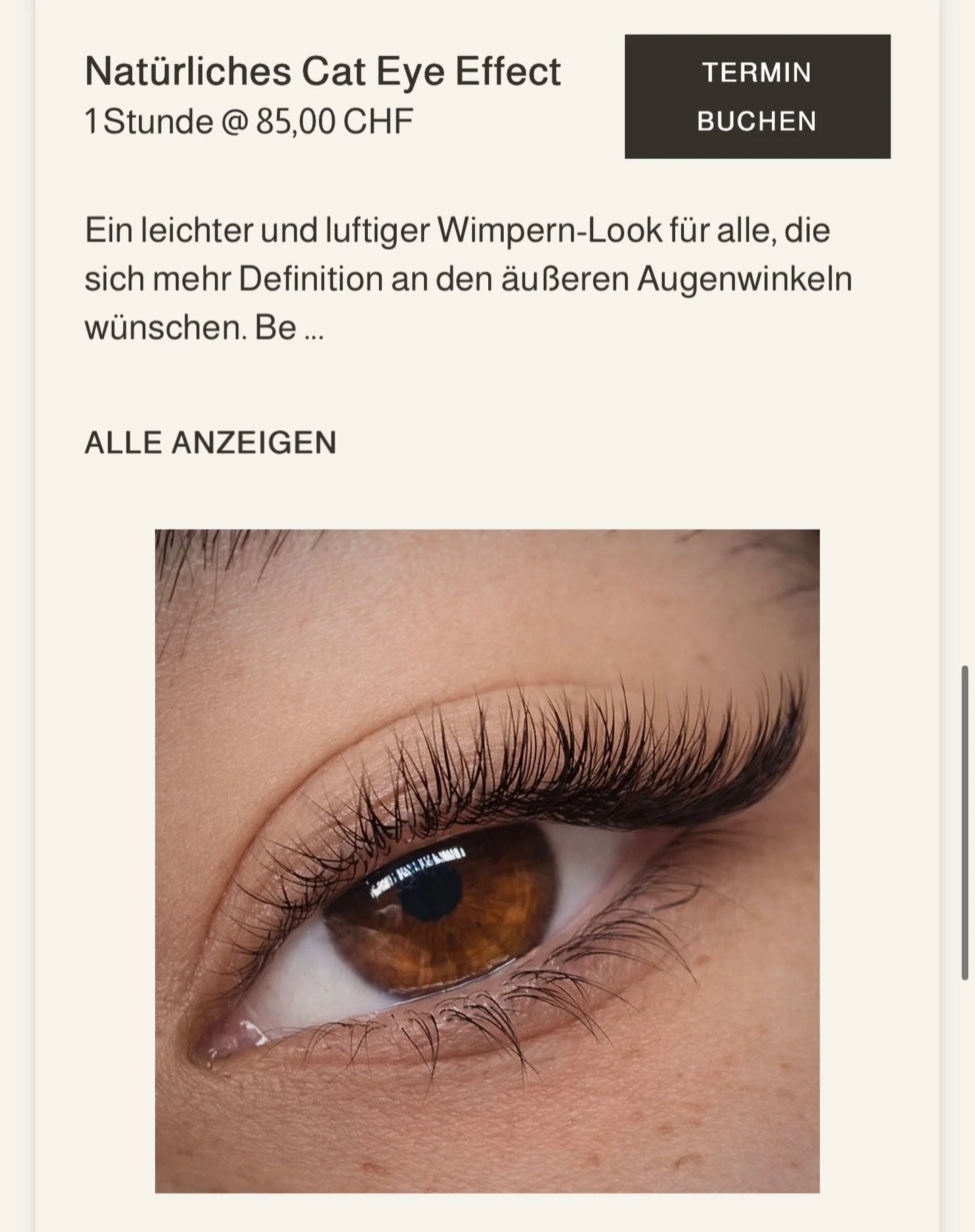 Ein leichter und luftiger Wimpern-Look f&uuml;r alle, die sich mehr Definition an den &auml;u&szlig;eren Augenwinkeln w&uuml;nschen. Bei diesem Effekt wird nur ein Teil der Naturwimpern aufgef&uuml;llt, mit Fokus auf die &auml;u&szlig;eren Ecken, um 