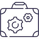 Outline of a camera with gear icons inside.