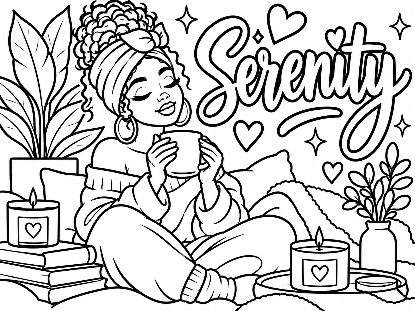Cozy Serenity Self-Care Coloring Page.png