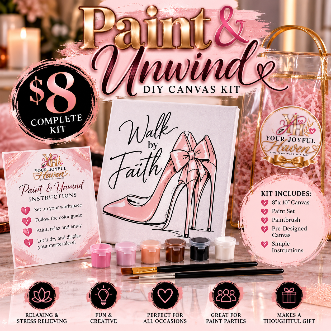 Paint & Unwind™ DIY Canvas Kit