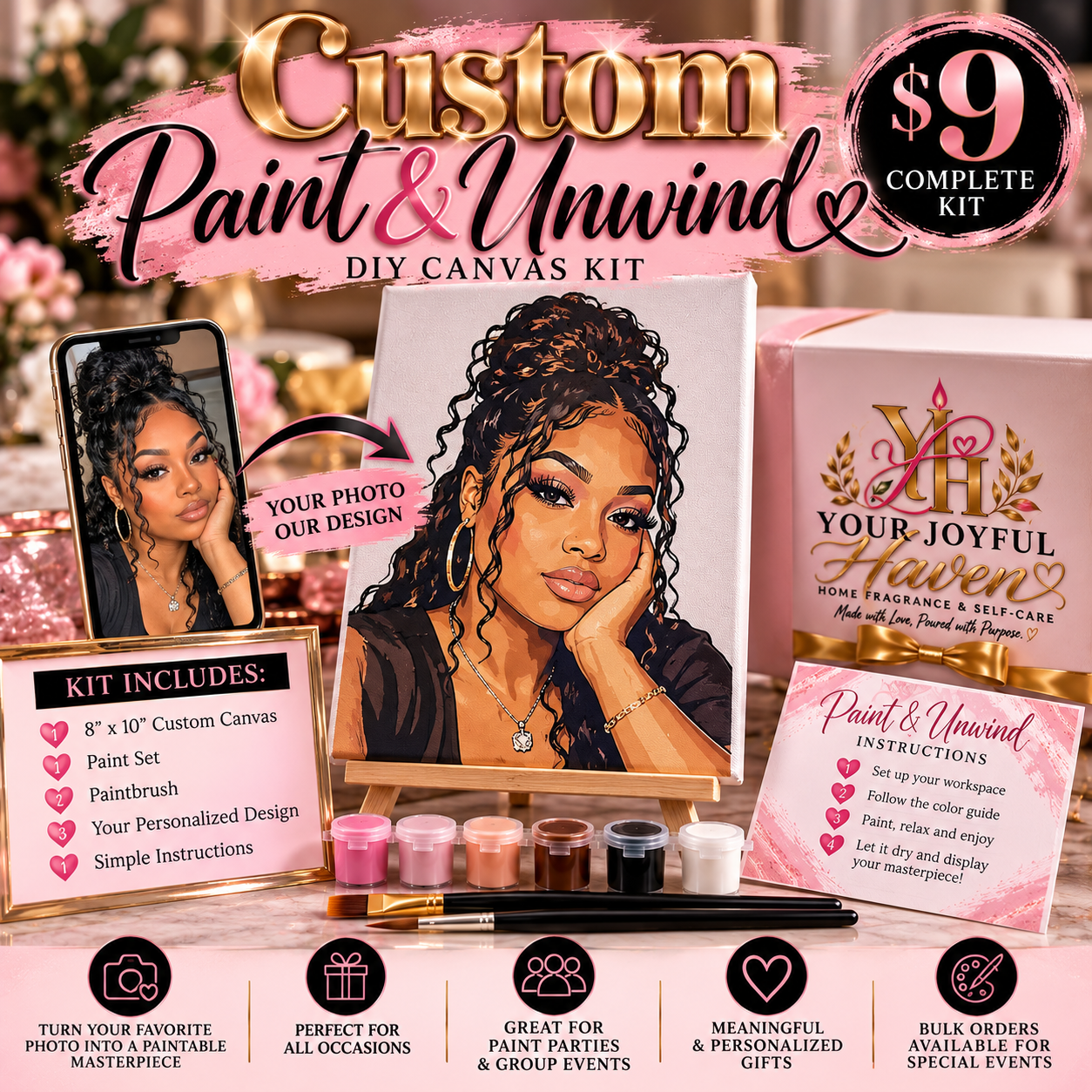Custom Paint & Unwind™ DIY Canvas Kit