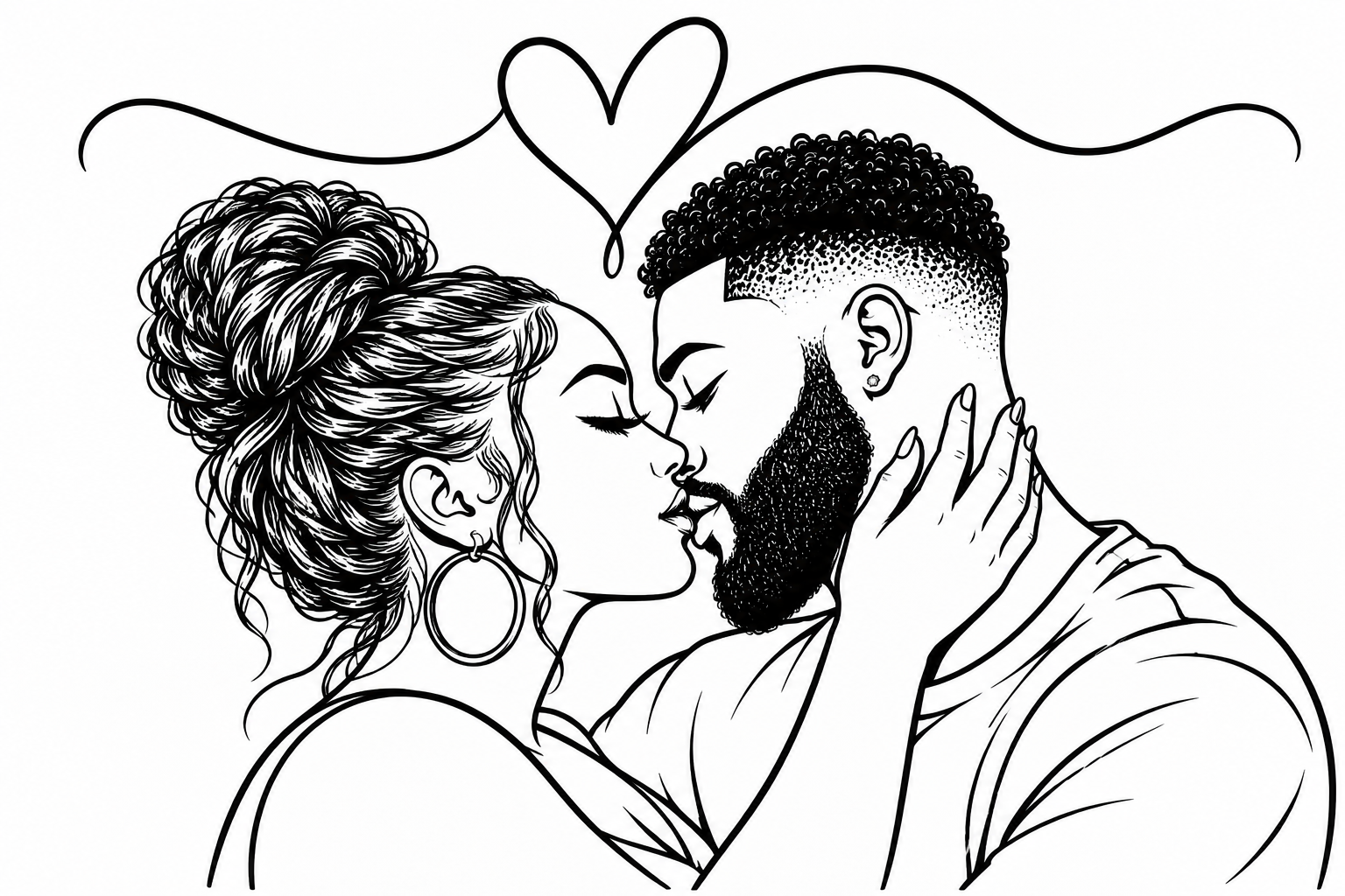 Black-and-White Kiss Beneath a Heart.png