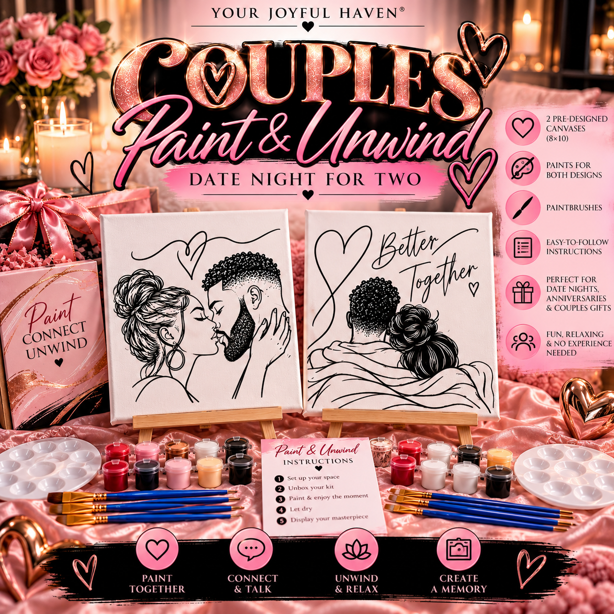 Couples Paint & Unwind Kit — Date Night for Two