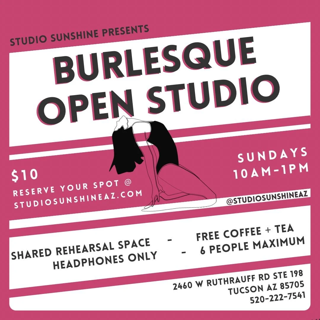 Update: Burlesque Open Studio is now 10am-1pm on Sundays. All booking has been moved to our website as well. 💕 Are you in the burly community &amp; looking for a shared space to practice with other burly folk? ✨Intentional rehearsal time for a Burle