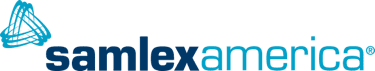 SamLex America logo with a stylized blue globe and company name in blue text.