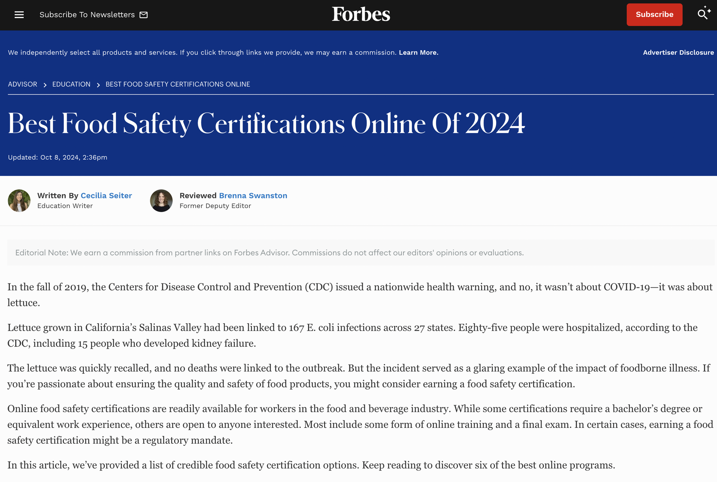 An image of a Forbes education article