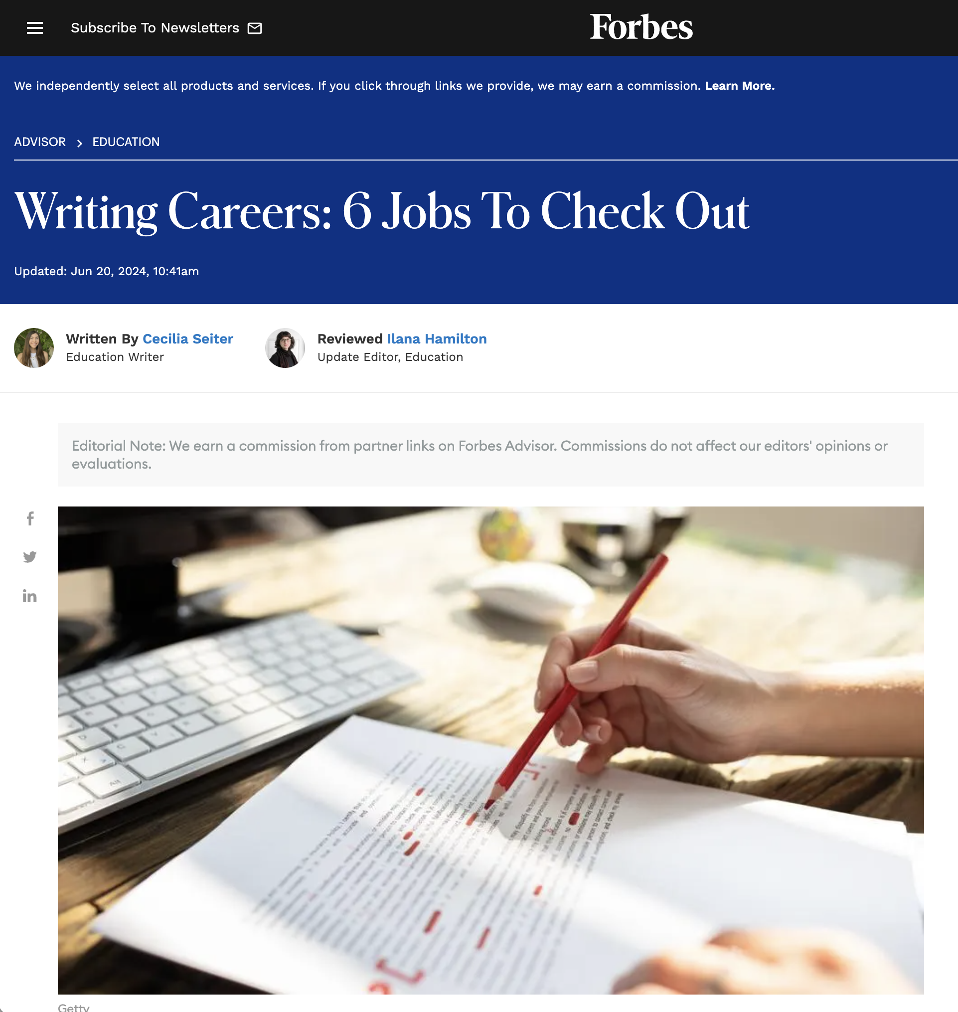 An image of a Forbes education article