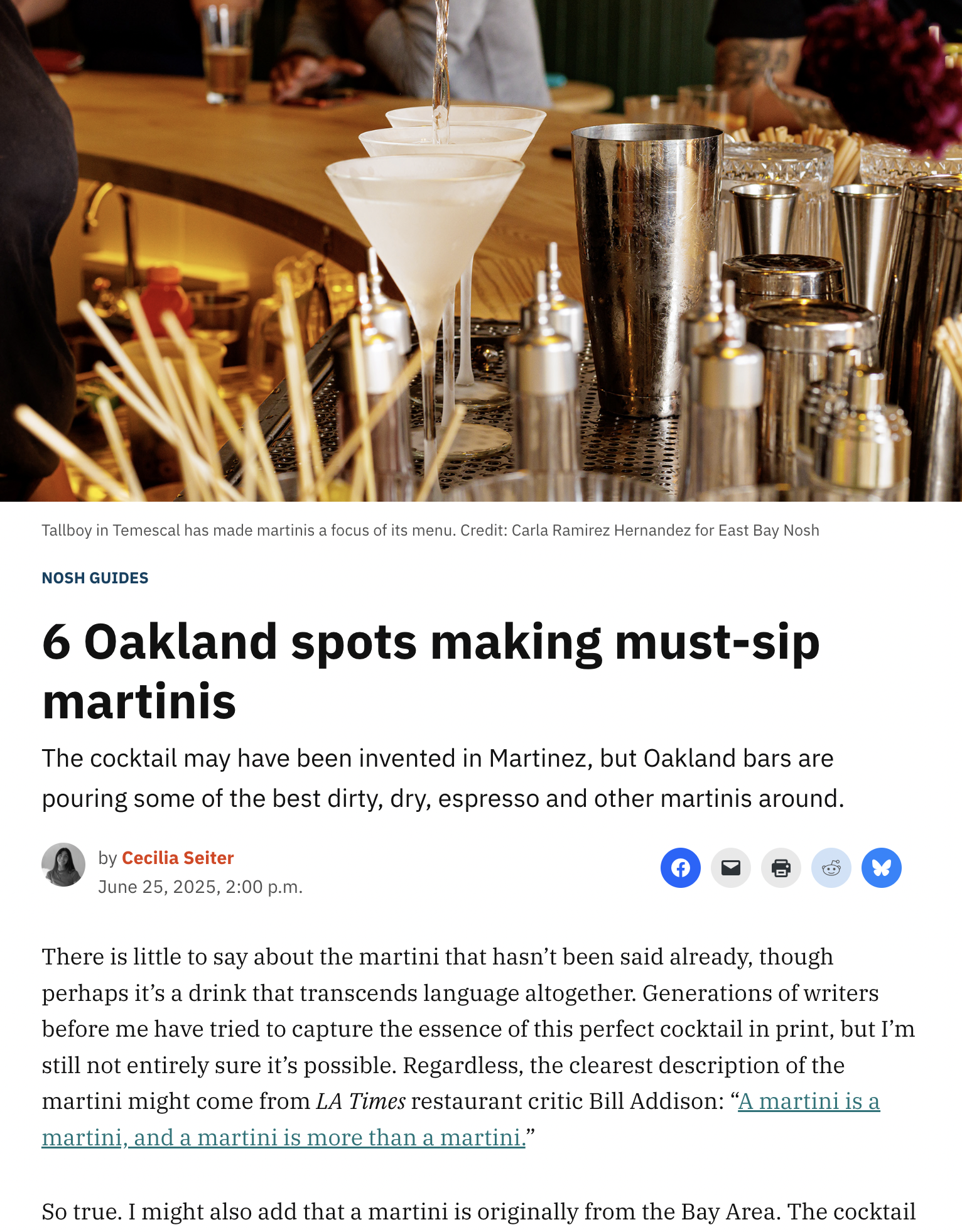 An image of an East Bay Nosh article