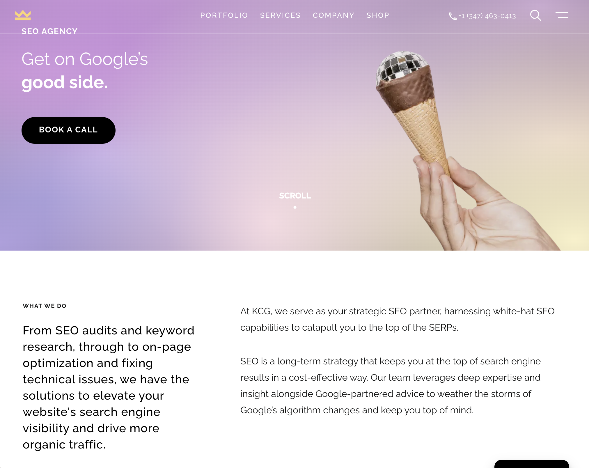 An image of KCG's SEO page