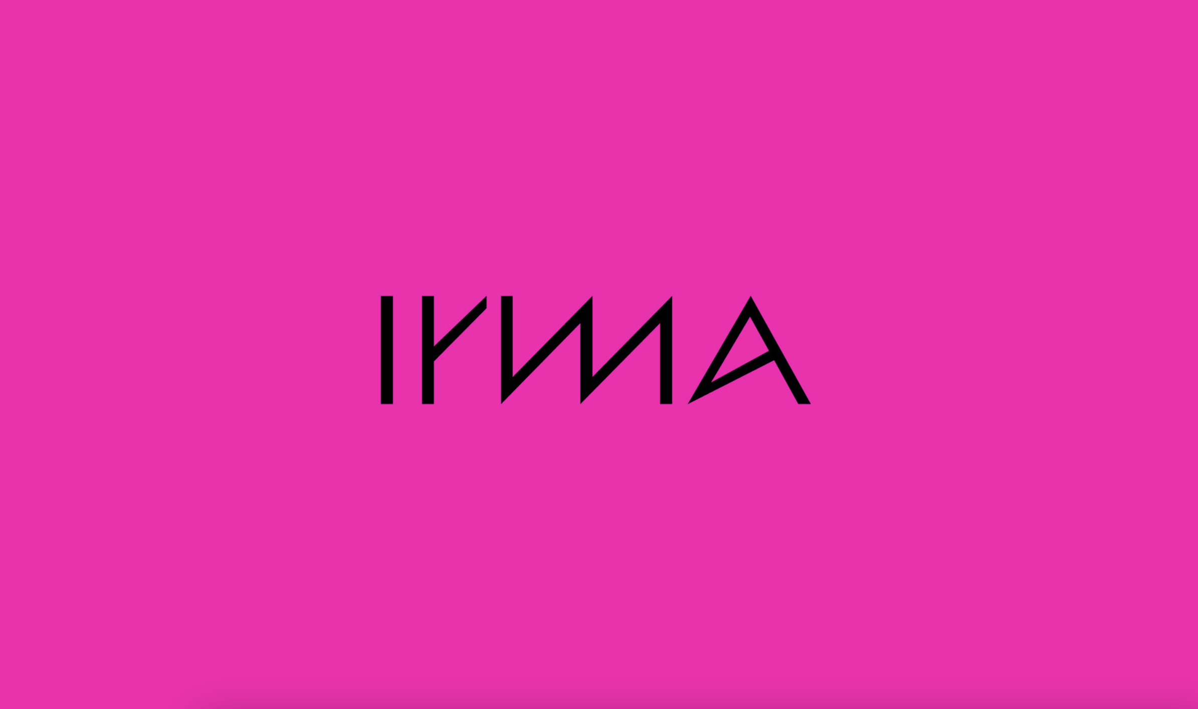 Pink background with black mirrored and stylized text that appears to spell 'IMMA'.