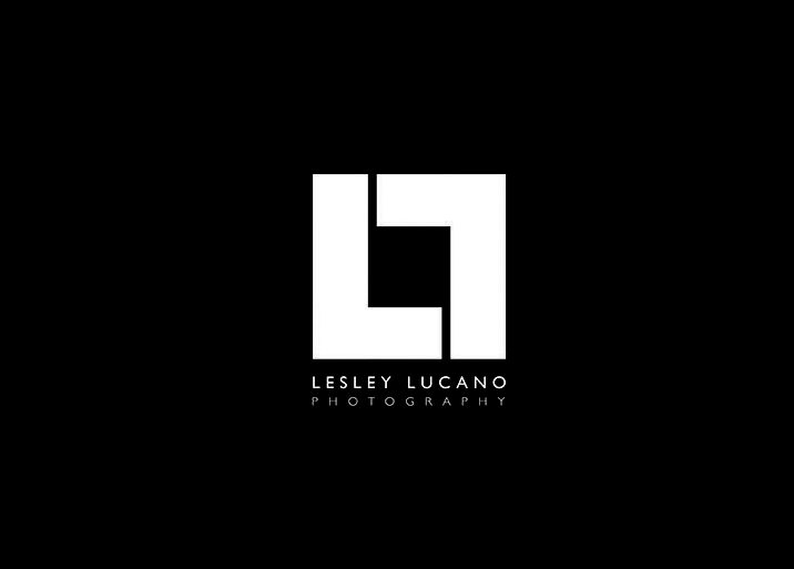 Logo for Lesley Lucano Photography on a pink background.