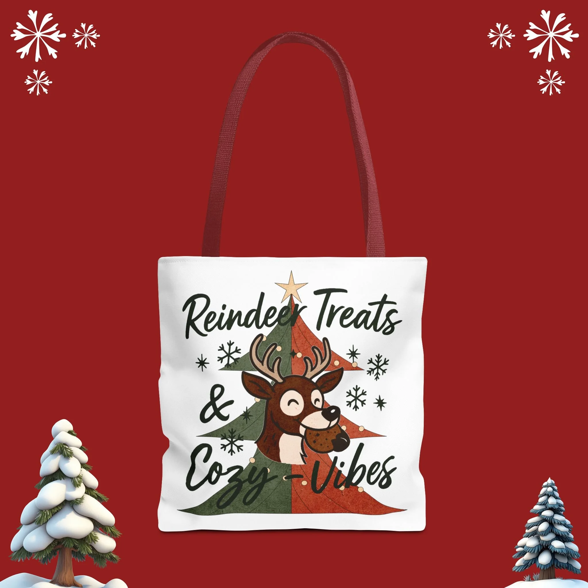 Reindeer Treats & Cozy Vibes Canvas Tote Bag