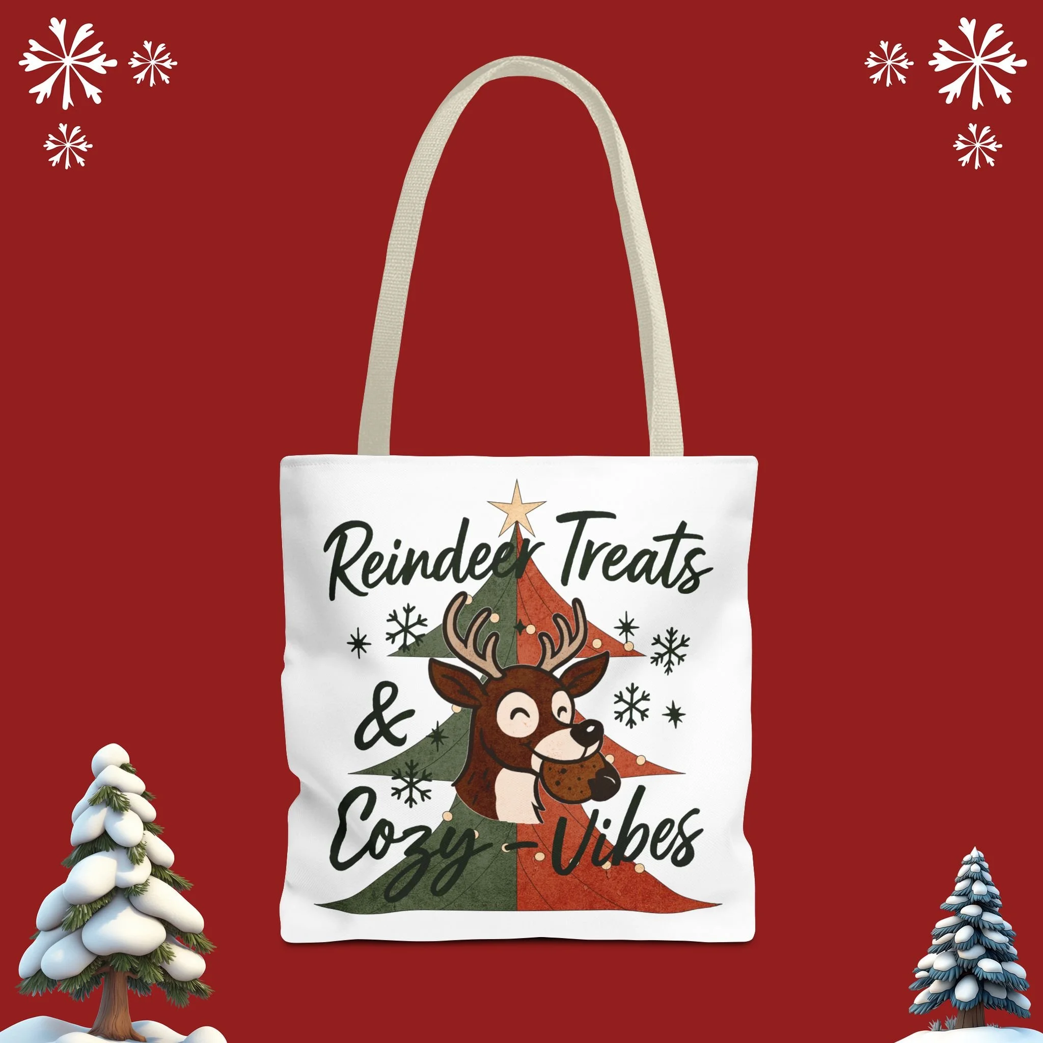Reindeer Treats & Cozy Vibes Canvas Tote Bag