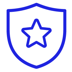 A shield icon with a star inside.