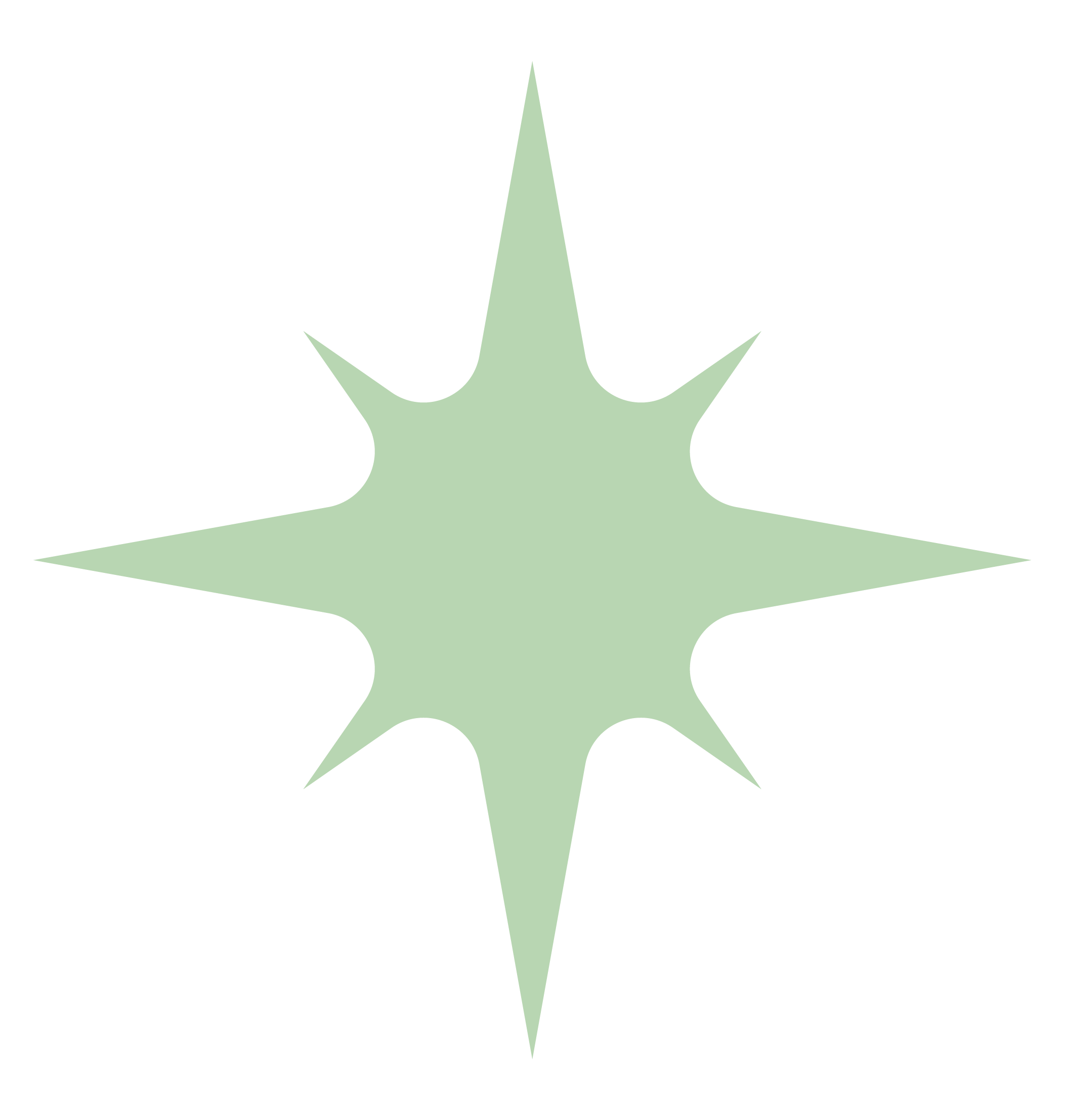 Green colored sparkling star with 8 points