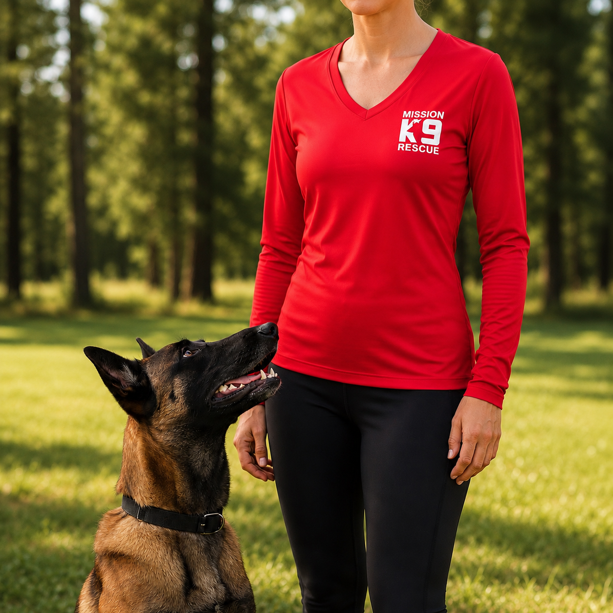 Women’s Sport-Tek Long-sleeve V-Neck Red