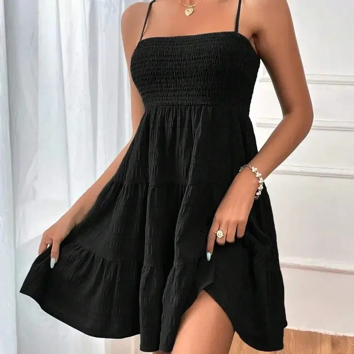 Women's Off-Shoulder Spaghetti Strap Solid Color Versatile