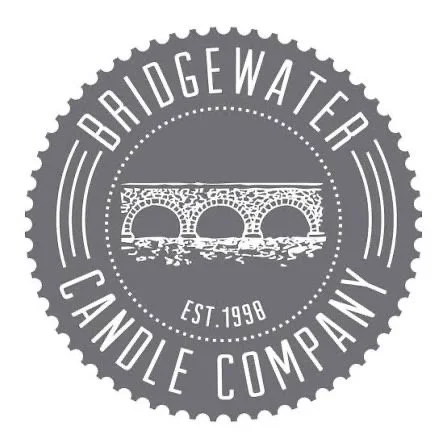 Logo of Bridgewater Candle Company featuring a bridge illustration and the company name, established in 1998.
