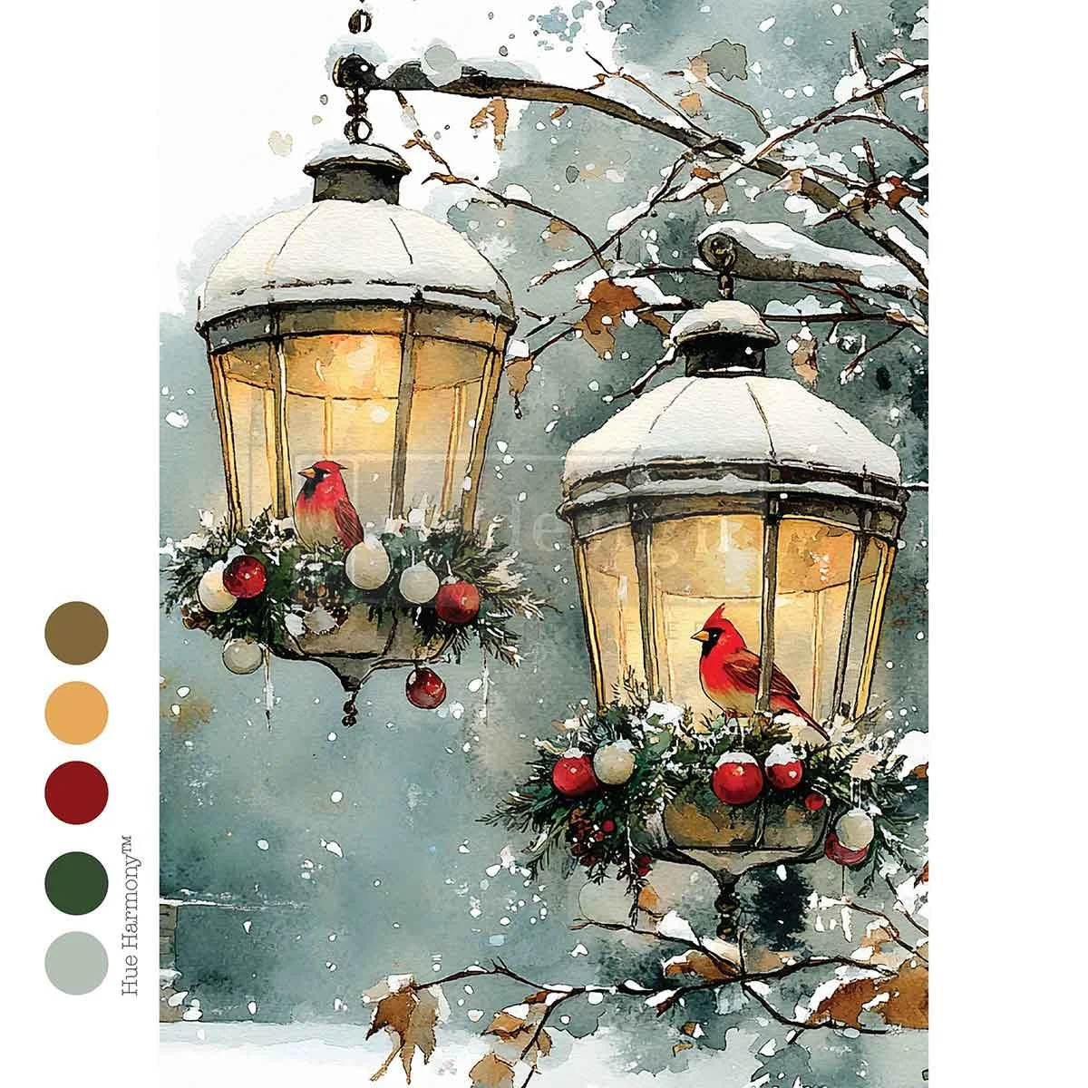A4 Decoupage Fiber – Cardinal Christmas – 1 sheet, 8.27″x11.69″