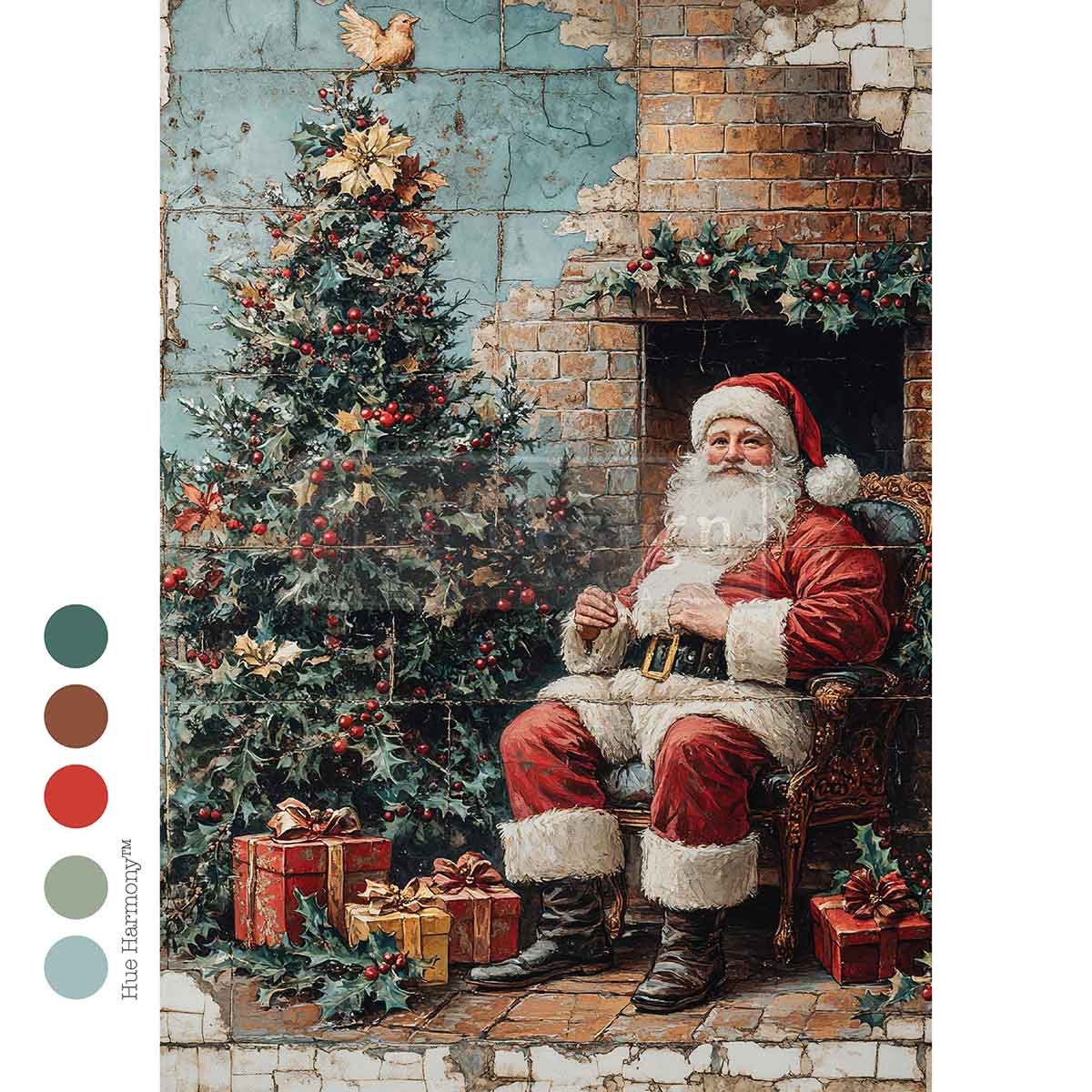 A4 Decoupage Fiber – Cozy Claus Corner – 1 sheet, 8.27″x11.69″