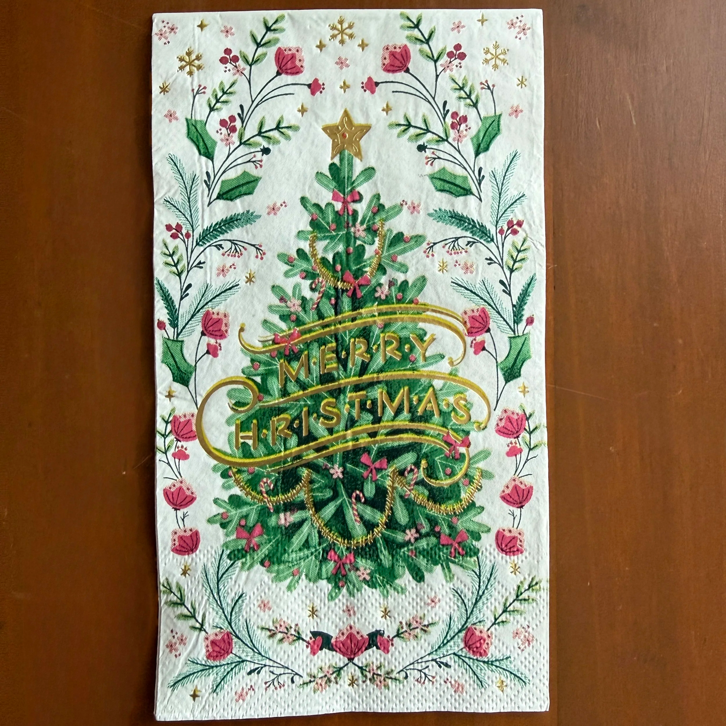 Merry Christmas Tree Dinner Napkin