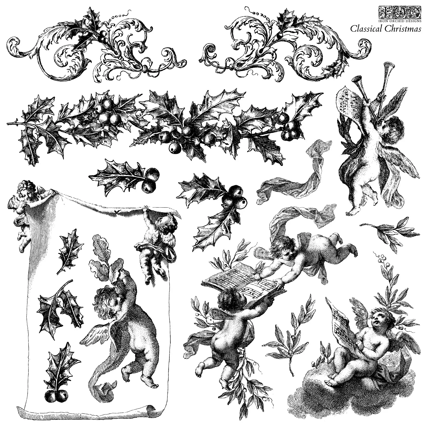 Classical Christmas 12x12 IOD Stamp ***Retired***