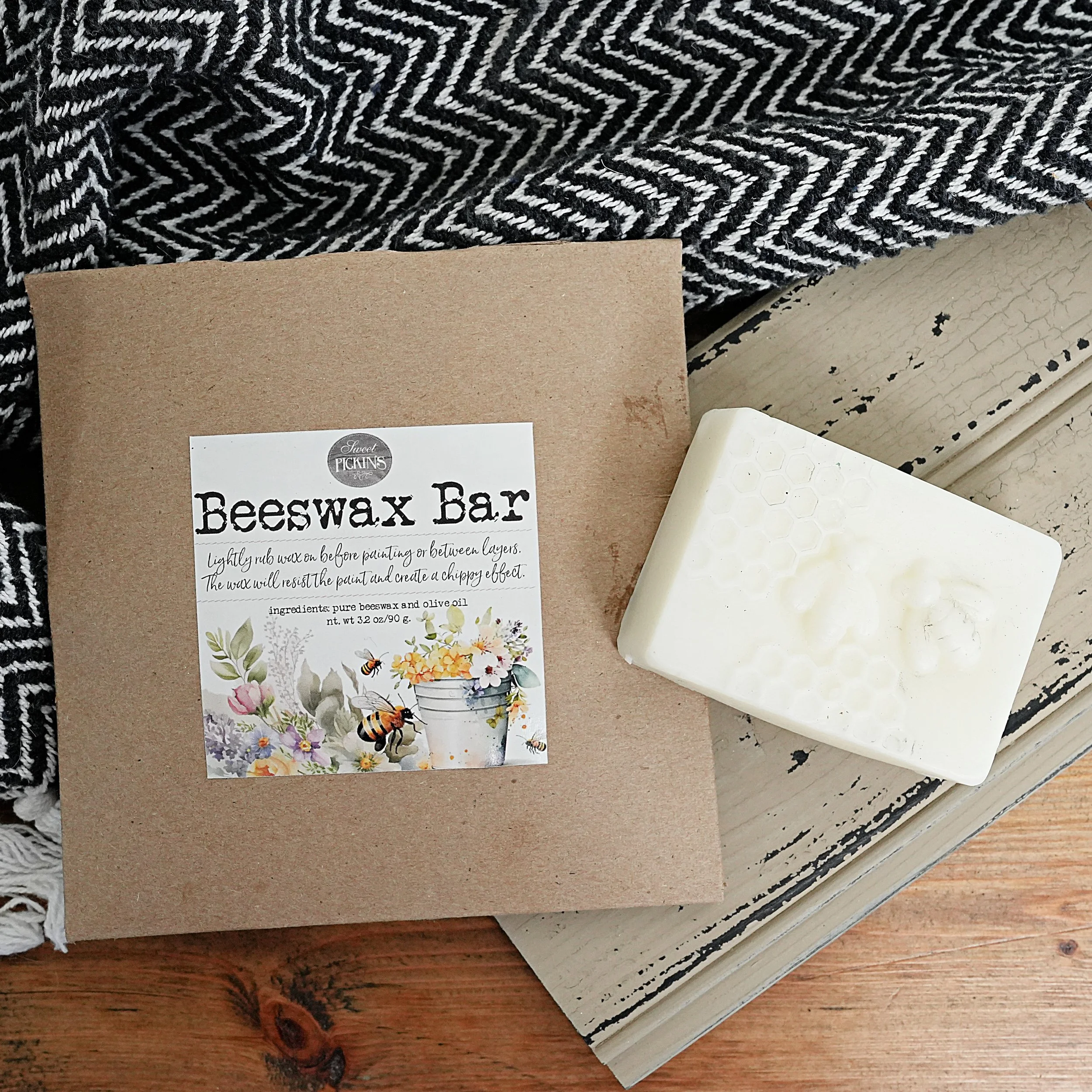 beeswax bar – wax resist for distressing milk paint