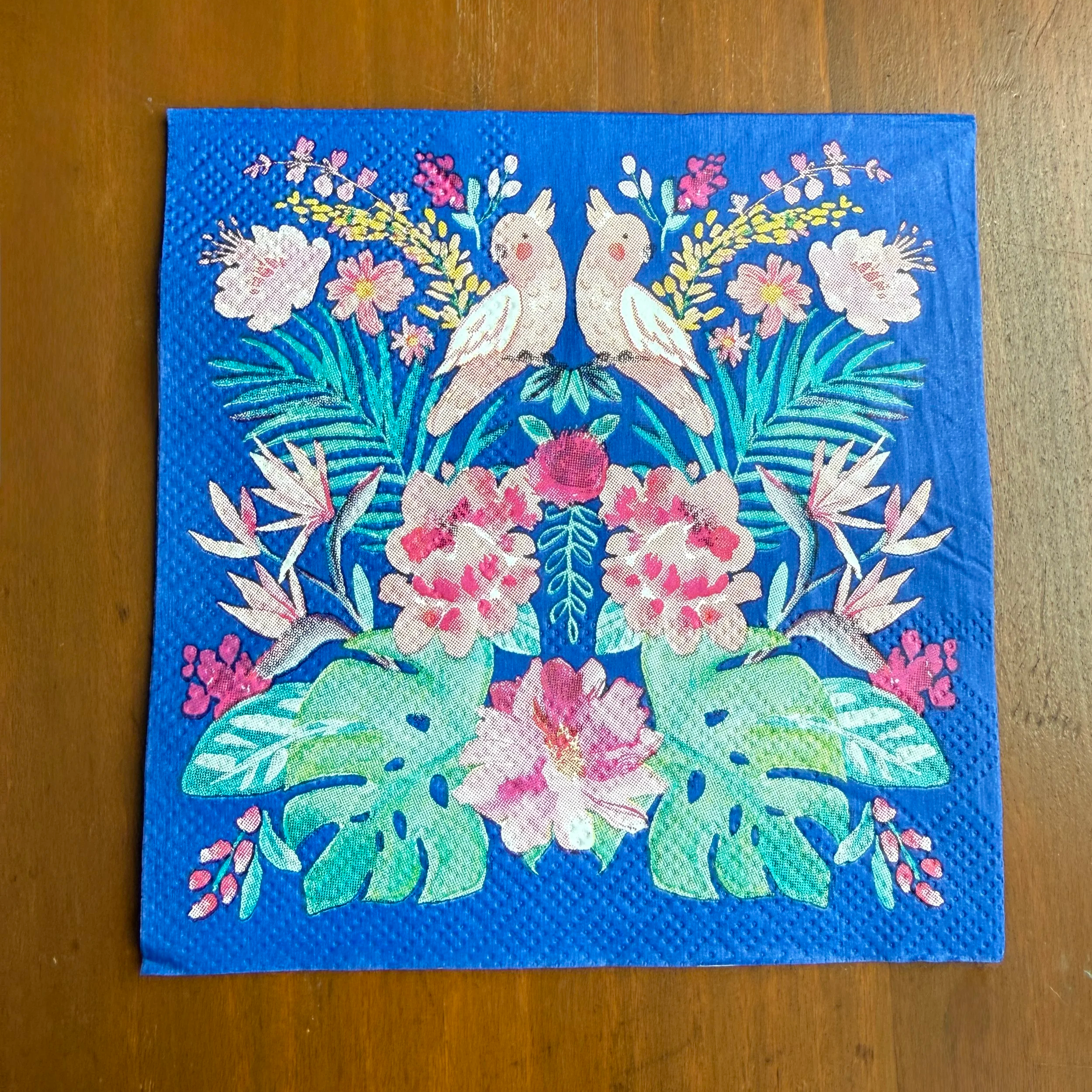 Tropical Pink Parrots Cocktail Napkin