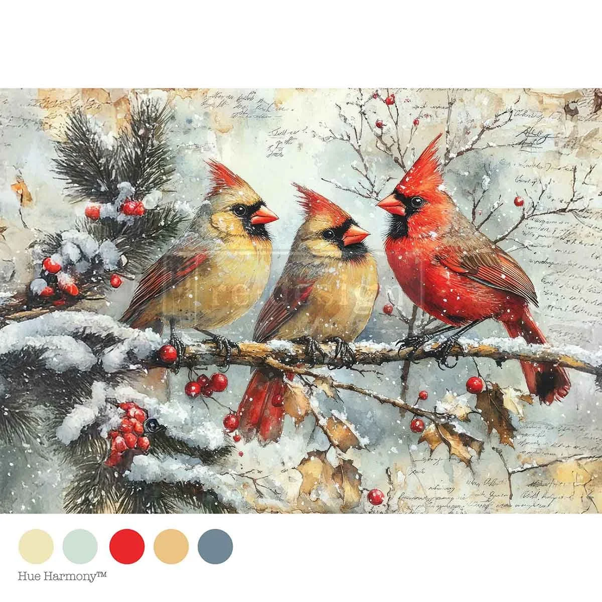 A4 Decoupage Fiber – Crimson Noel – 1 sheet, 8.27″x11.69″