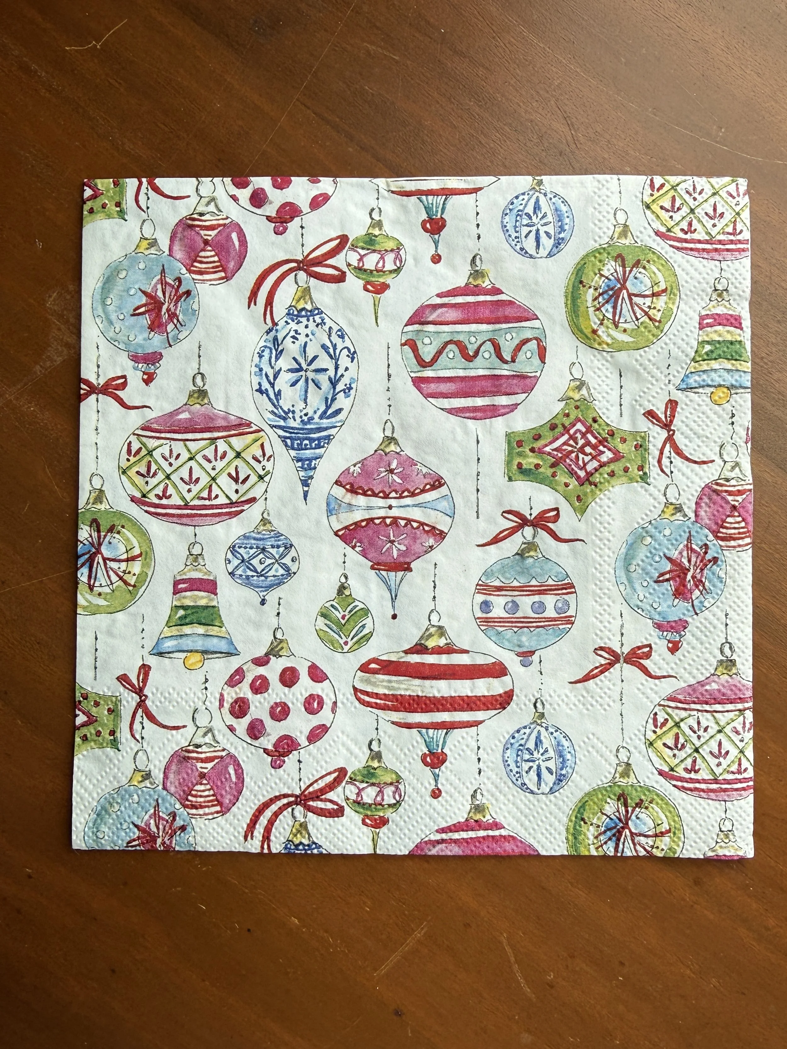 Holiday Ornaments Luncheon Napkin