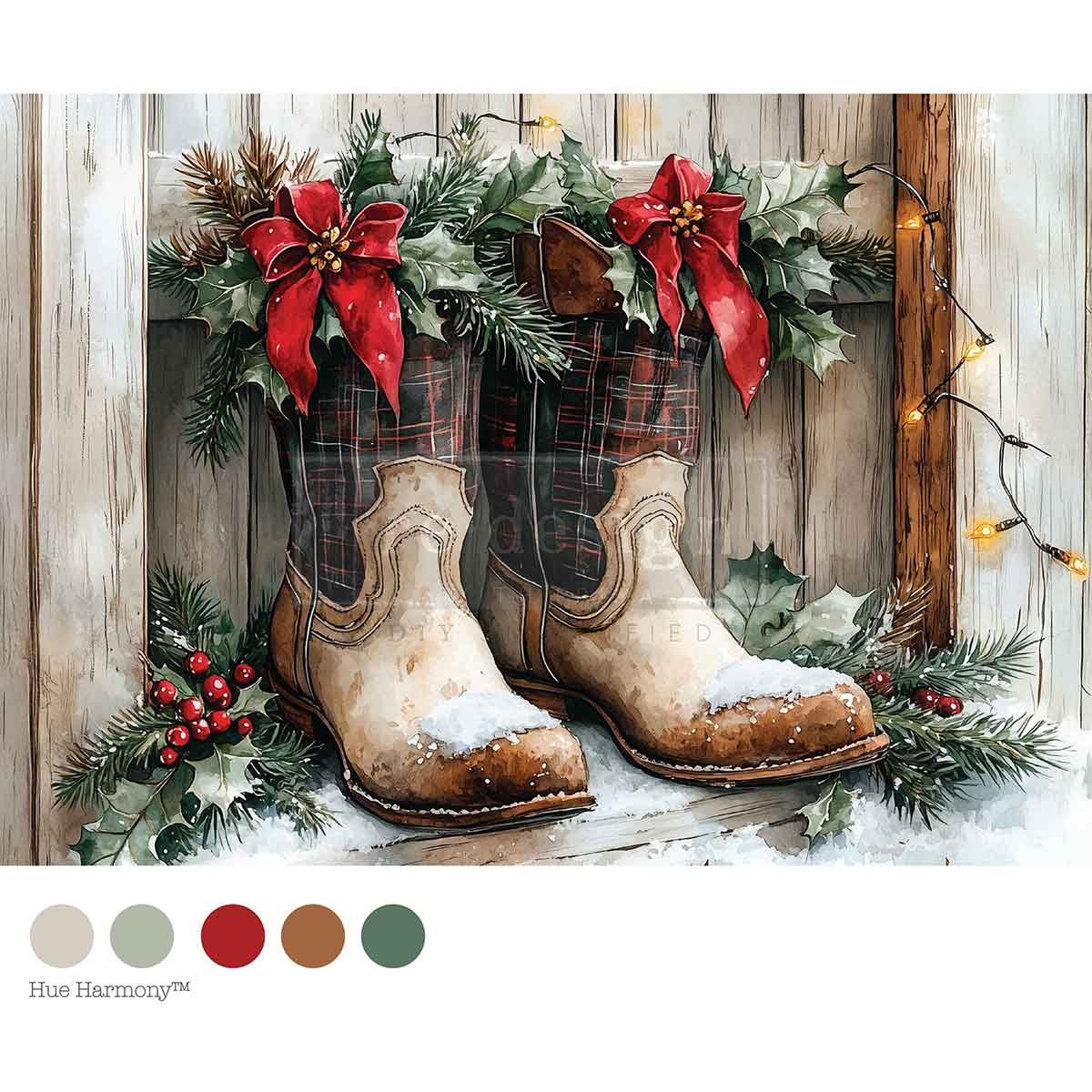 A4 Decoupage Fiber – Farmhouse Noel – 1 sheet, 8.27″x11.69″