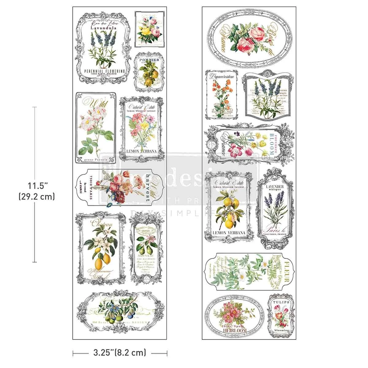 Luxe Transfers® – Fleur De Frame – 2 sheets, 3.25″x11.5″