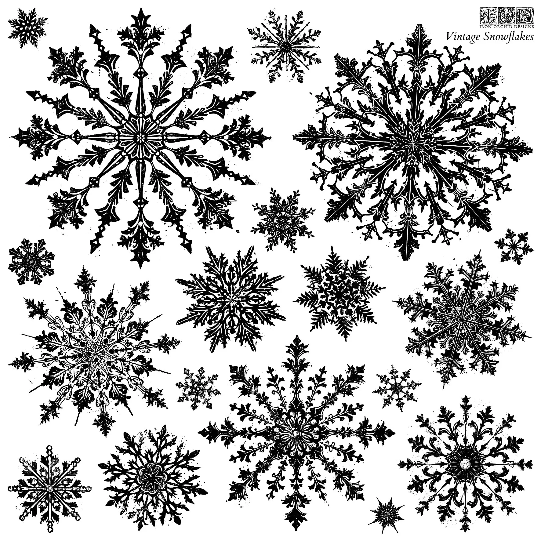 Vintage Snowflakes 12x12 IOD Stamp ***Retired***