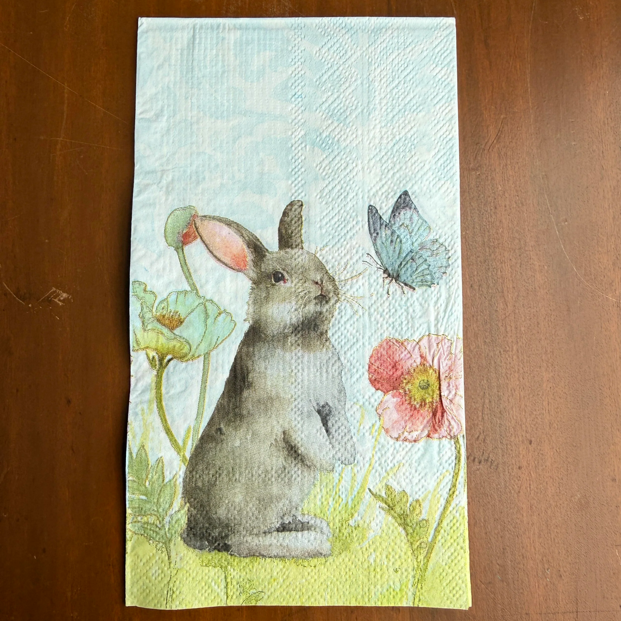 Bunny w/ Flowers Dinner Napkin