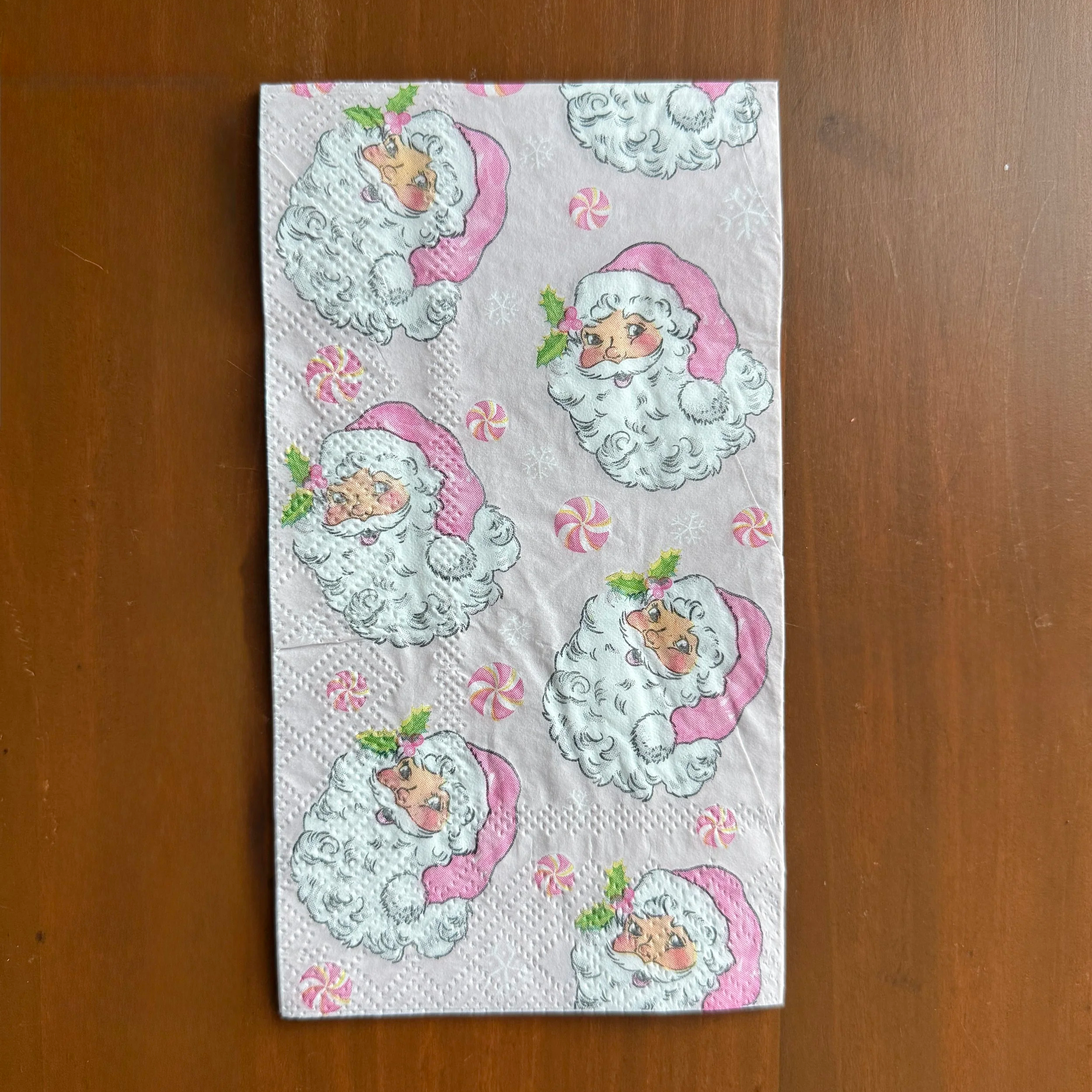 Pink Santa Head Dinner Napkin