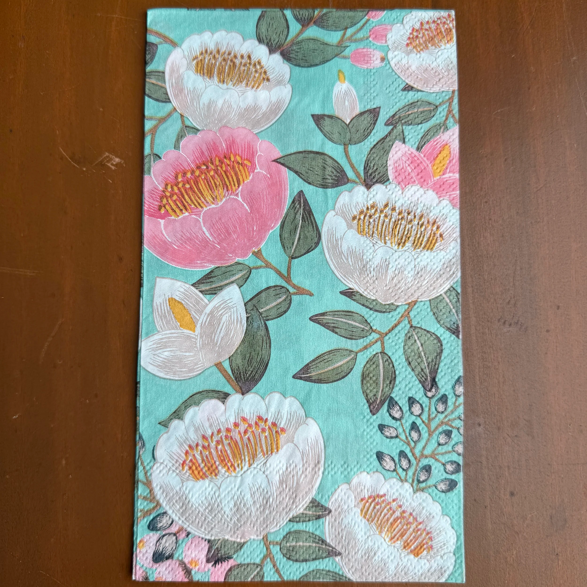 Mint Bold Blossoms Dinner Napkin