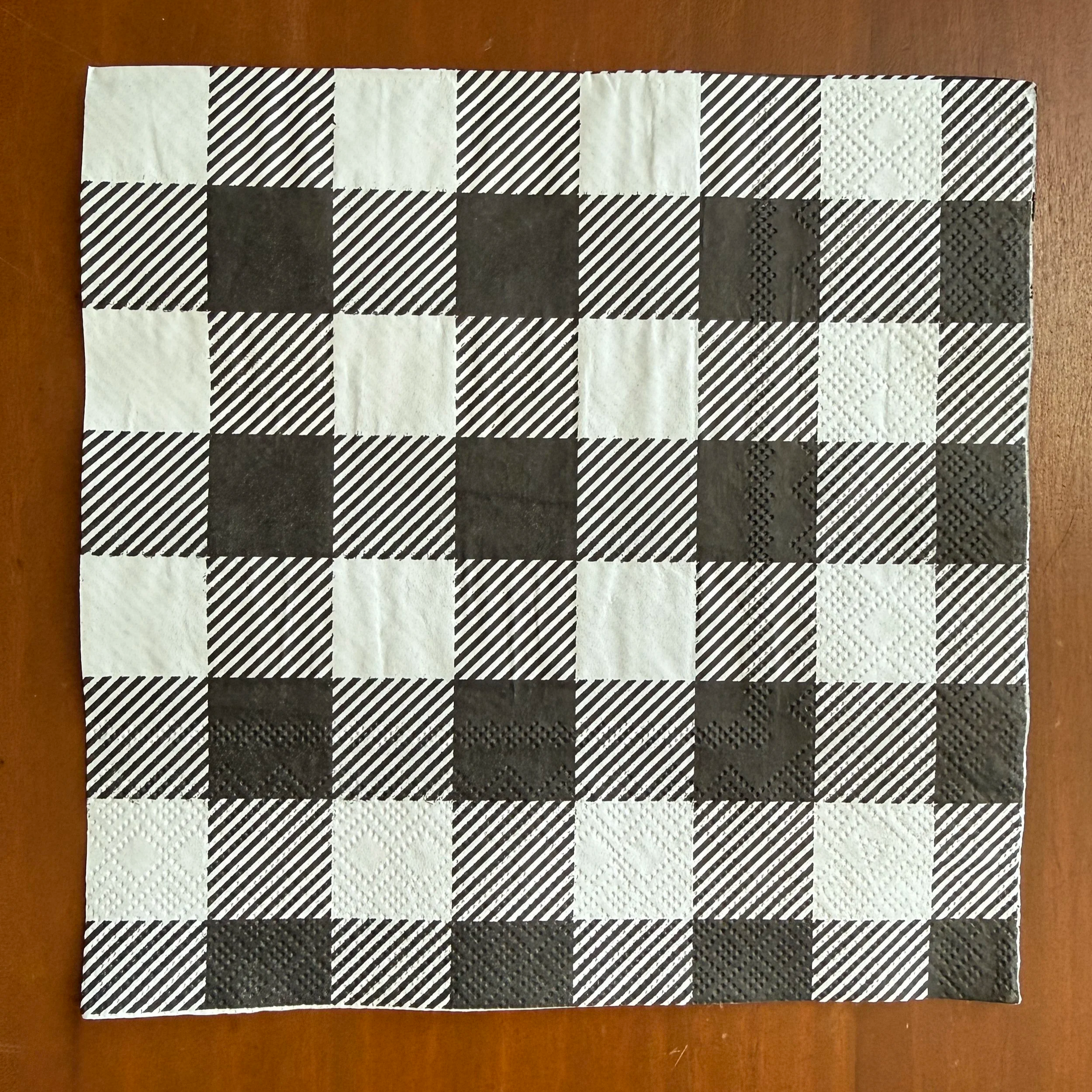 Black/White Buffalo Check Luncheon Napkin