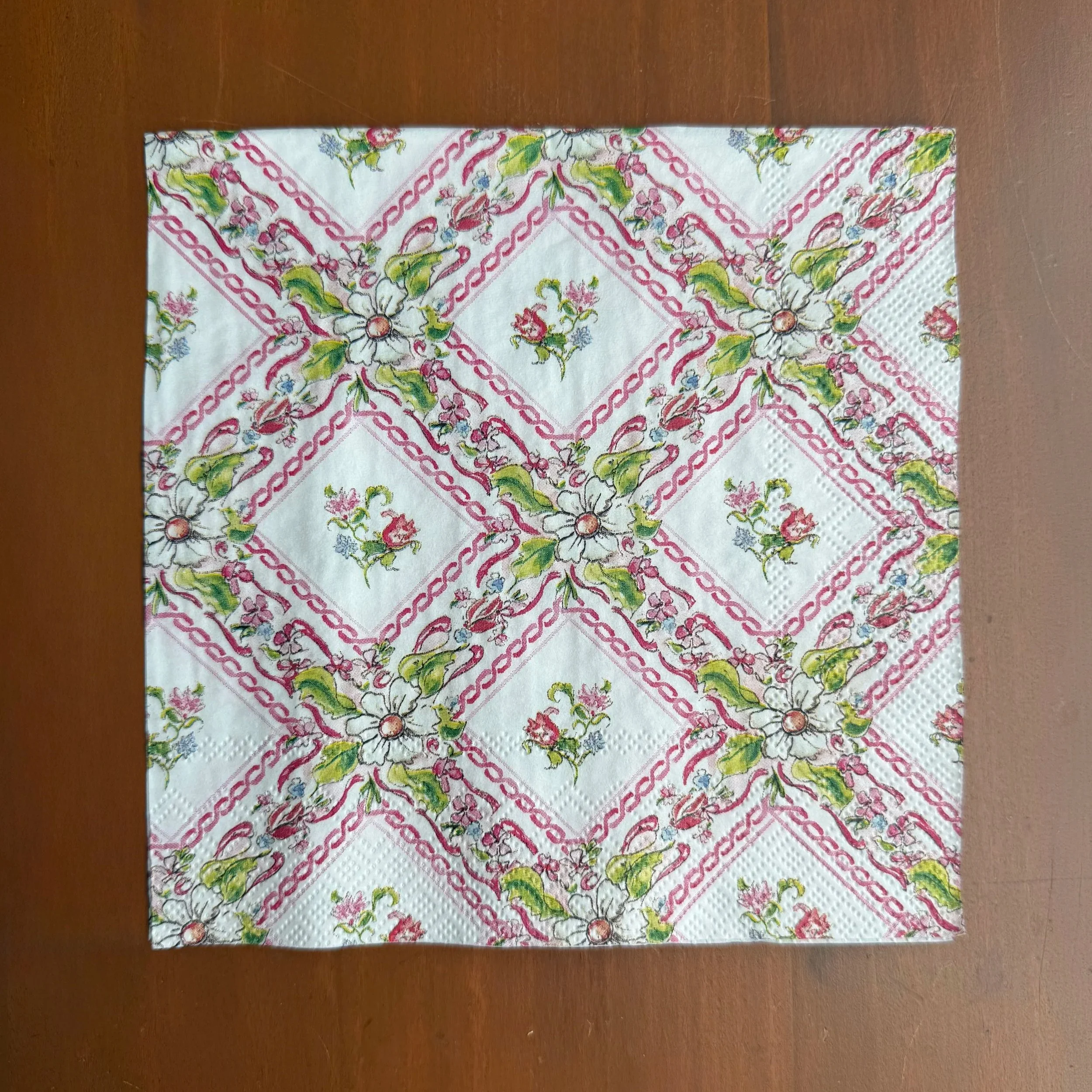 Pink Lattice Luncheon Napkin