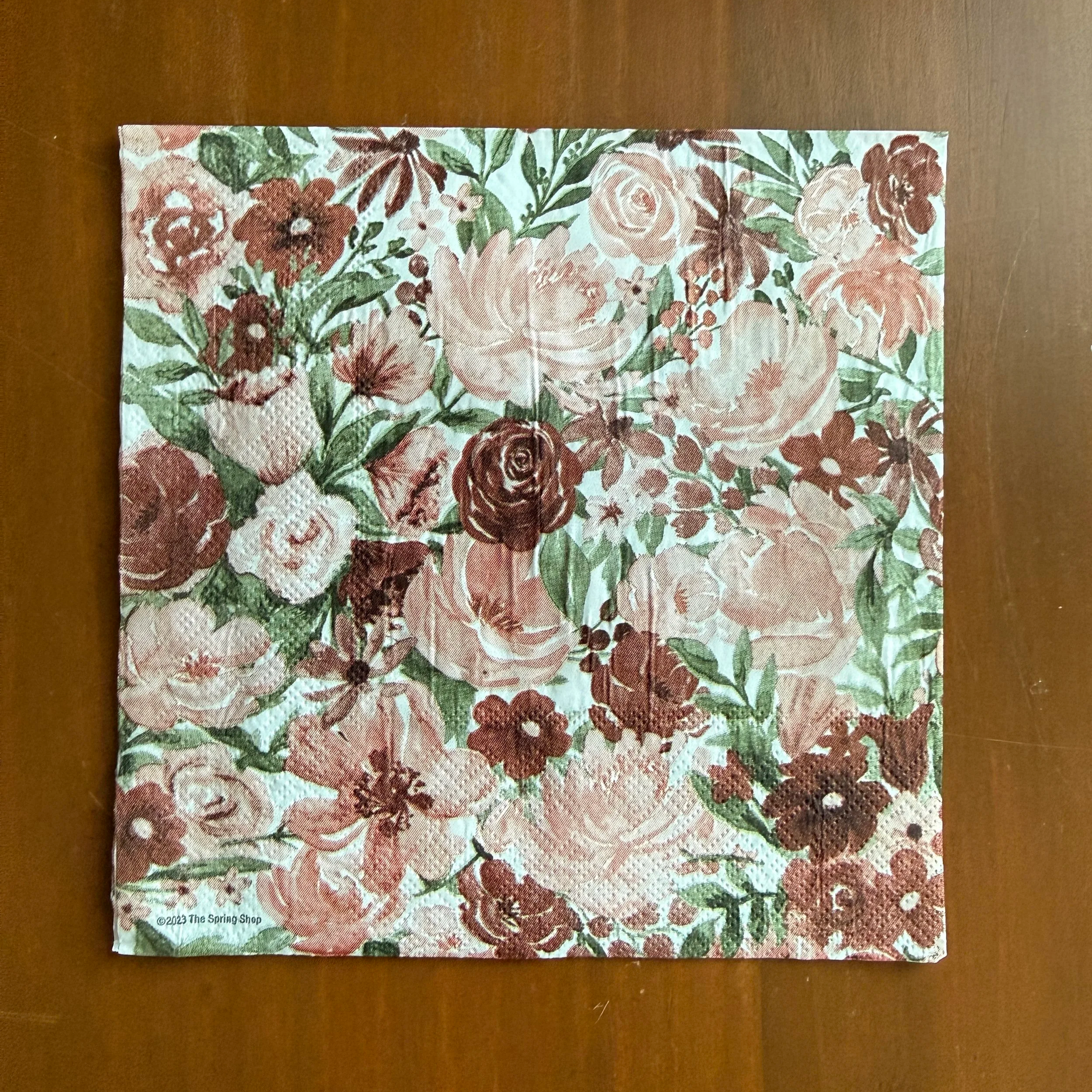 Mauve/Brown Fall Flowers Luncheon Napkin