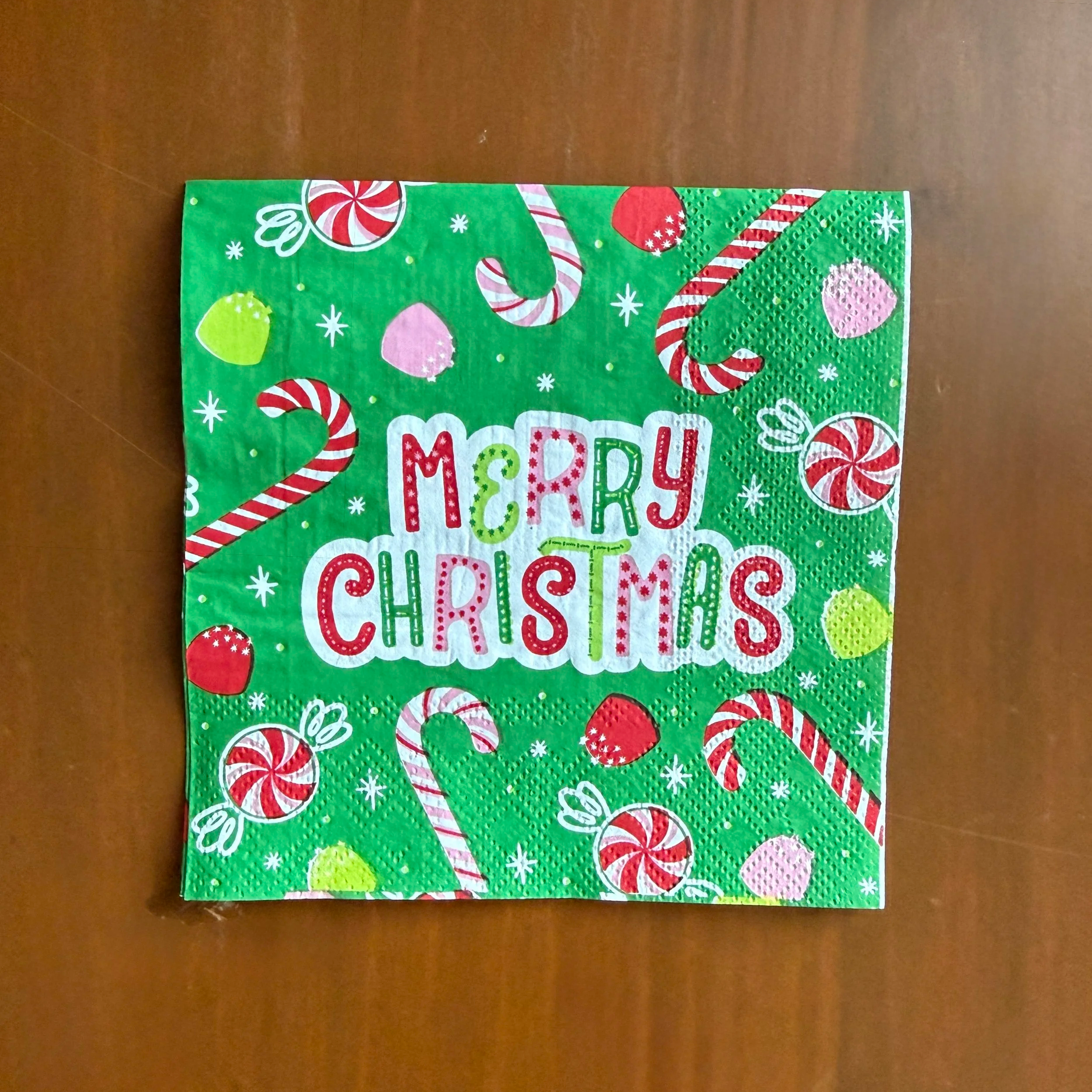 Merry Christmas Candy Cocktail Napkin