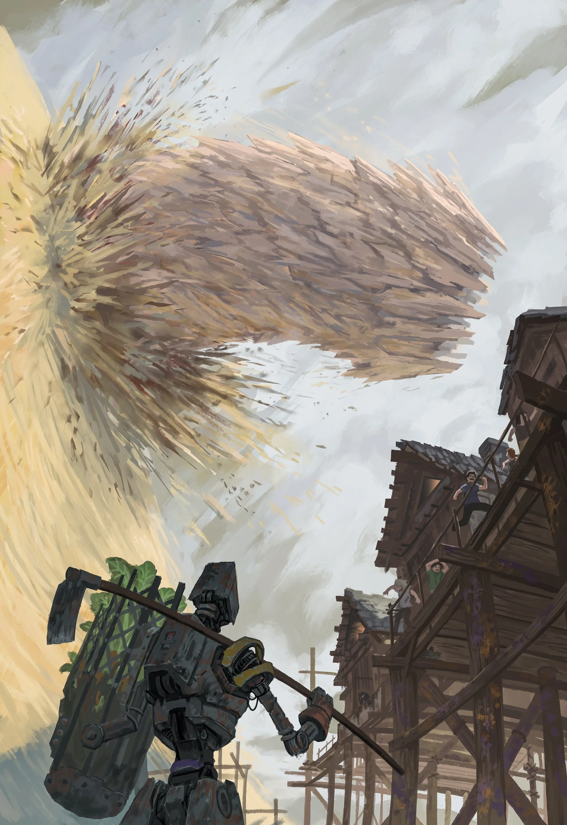 This is the chapter 12 art piece for the science fantasy action novel series, Sons of Scrapyard, by Cameron Lisama. Titled Wymcaller. Digitally painted by Nolan Lu, Nolan 192, Billowypillow.