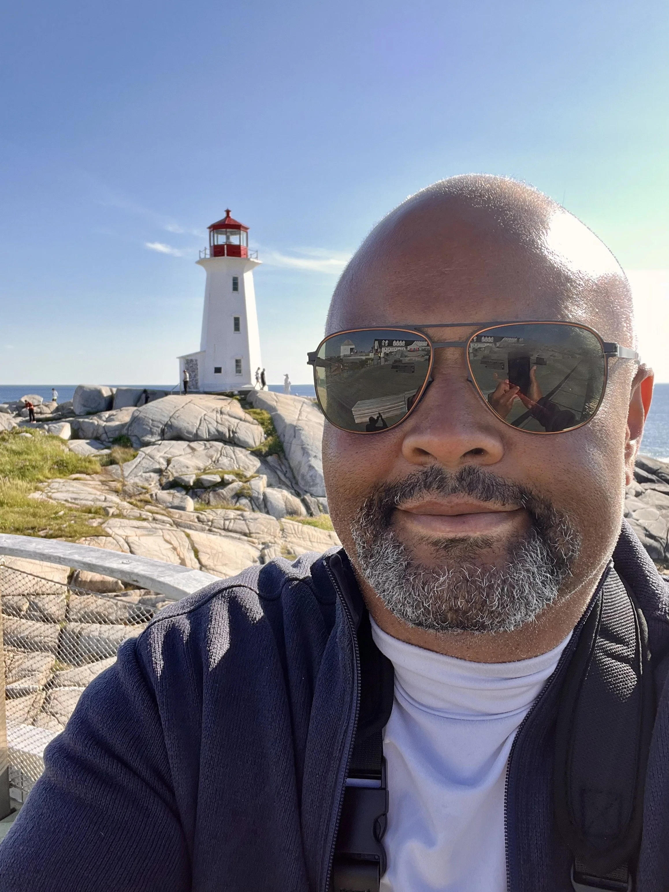 a photo of Burt Edwards at Peggy's Cove in Nova Scotia