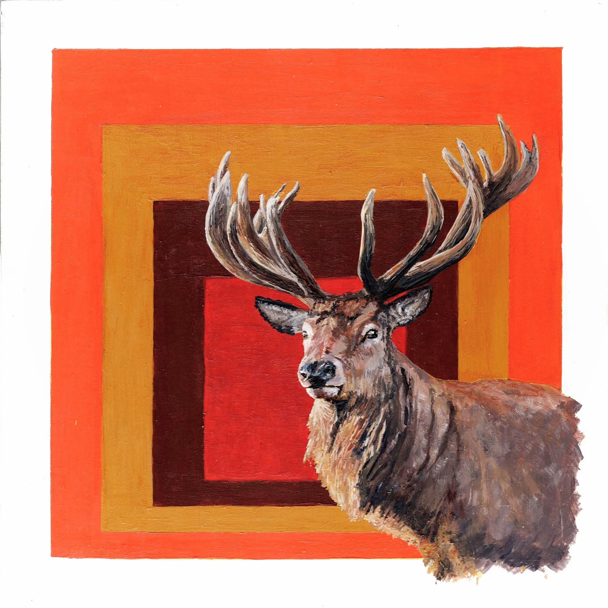 Stag (Homage to Albers) (12"x12") acrylic on wood panel