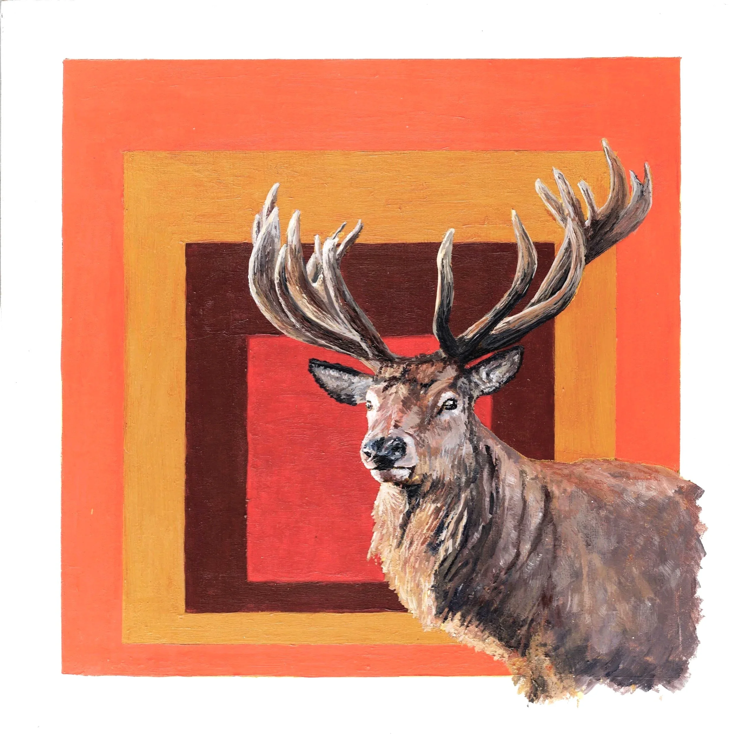 Stag at the Gate (12"x12") acrylic on panel