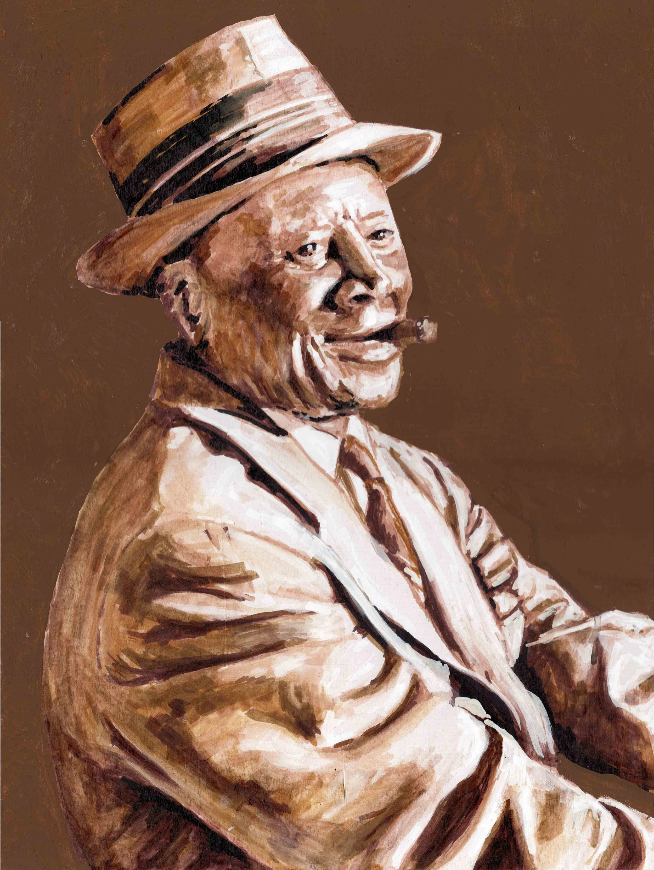 Horace Silver - Song for my Father (12"x16") acrylic and ink on wood panel