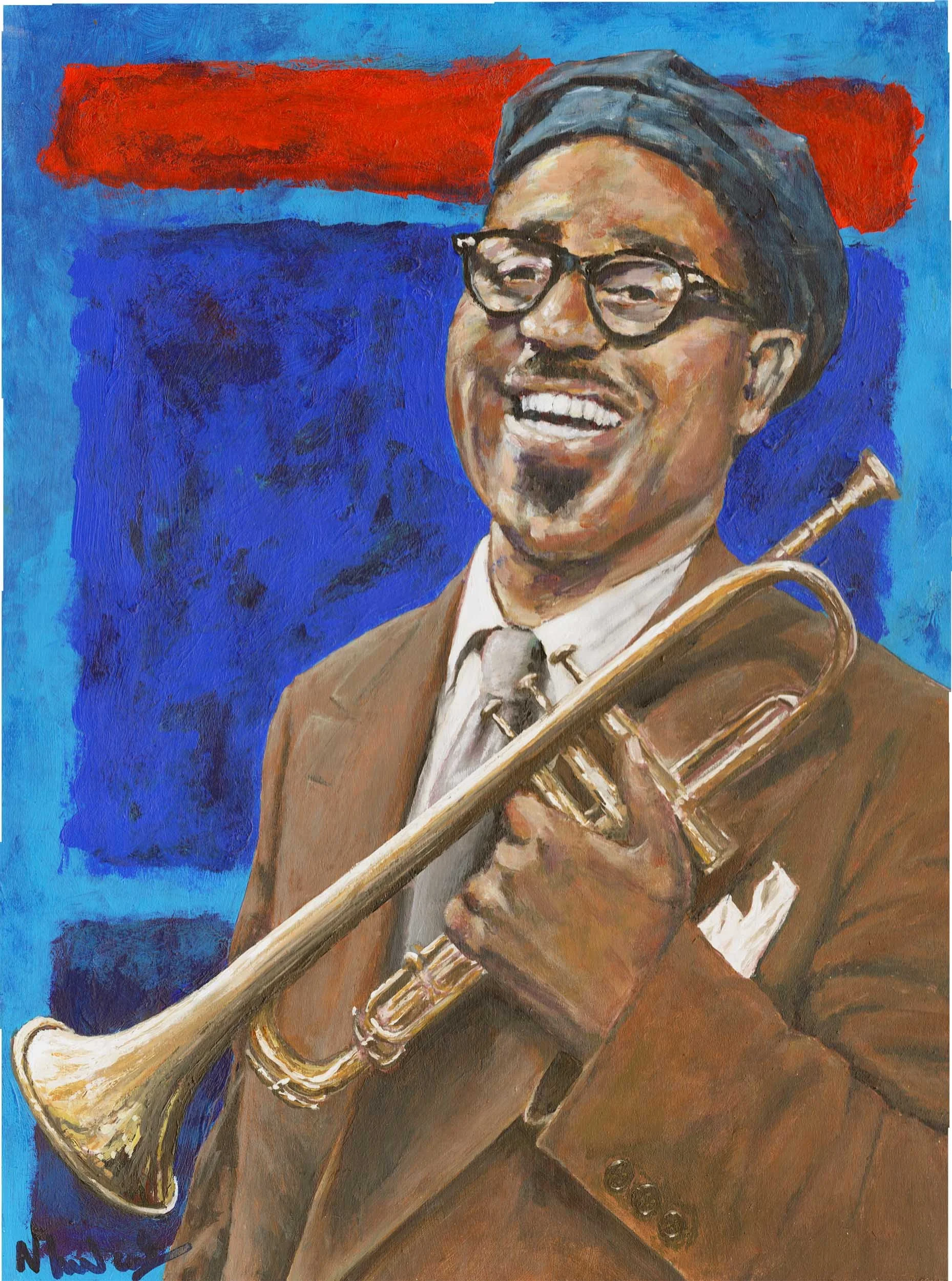 Dizzy Gillespie (12"x16") acrylic on wood panel